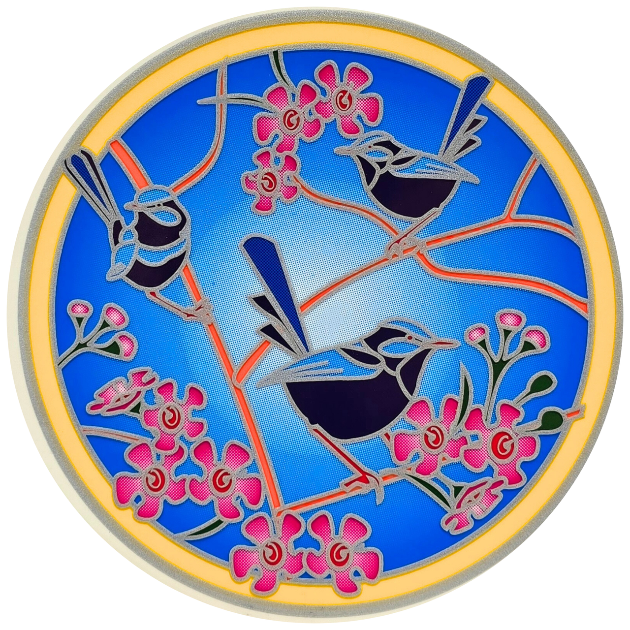 Blue Wren 14cm Sunseal Glass Sticker