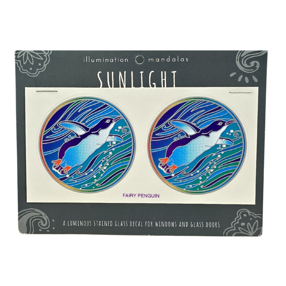 2 x Fairy Penguin 6cm Sunseal Glass Sticker