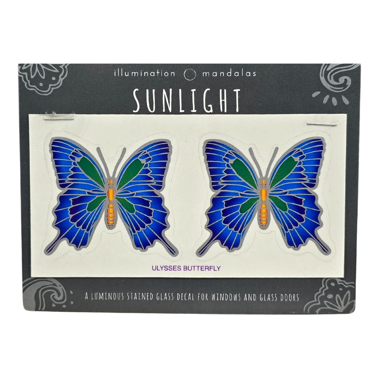 2 x Ulysses Butterfly 6cm Sunseal Glass Sticker