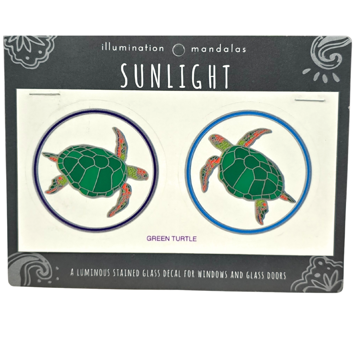 2 x Green Turtle 6cm Sunseal Glass Sticker