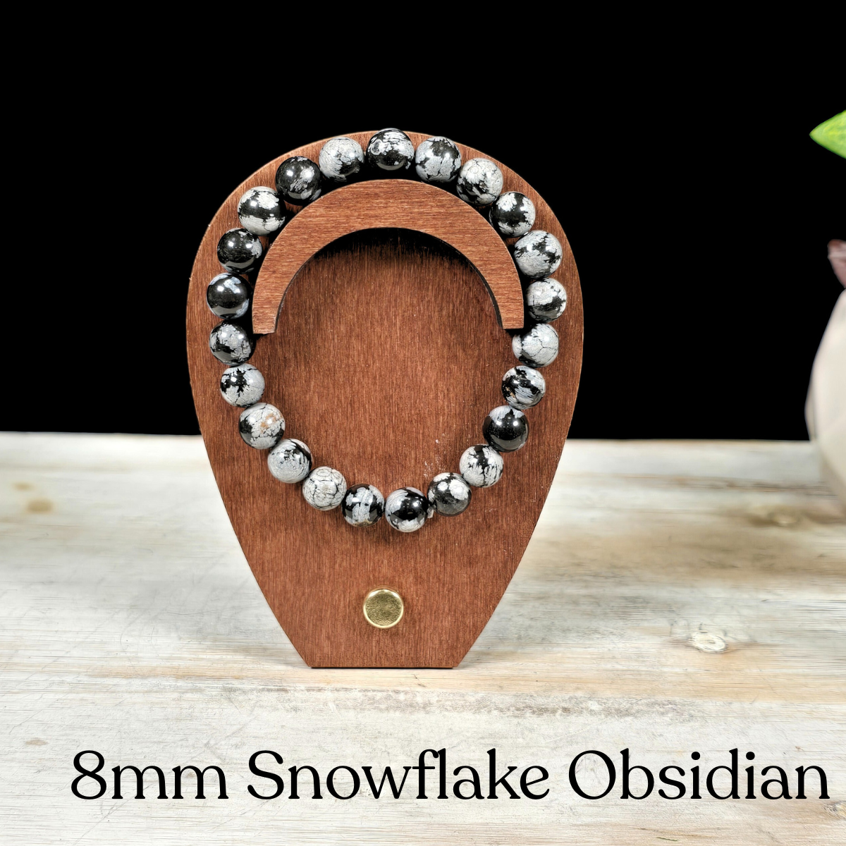 8mm Snowflake Obsidian Gemstone Bracelet
