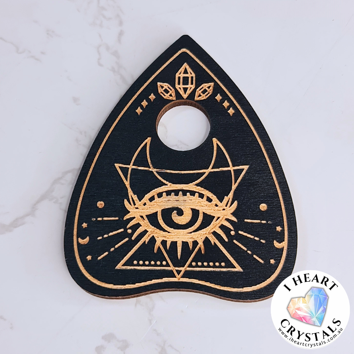 Wooden Sphere Stand - Planchette with Eye & Moon