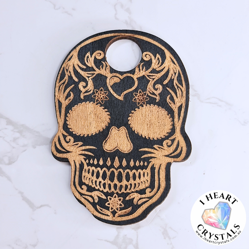 Wooden Sphere Stand - Skull