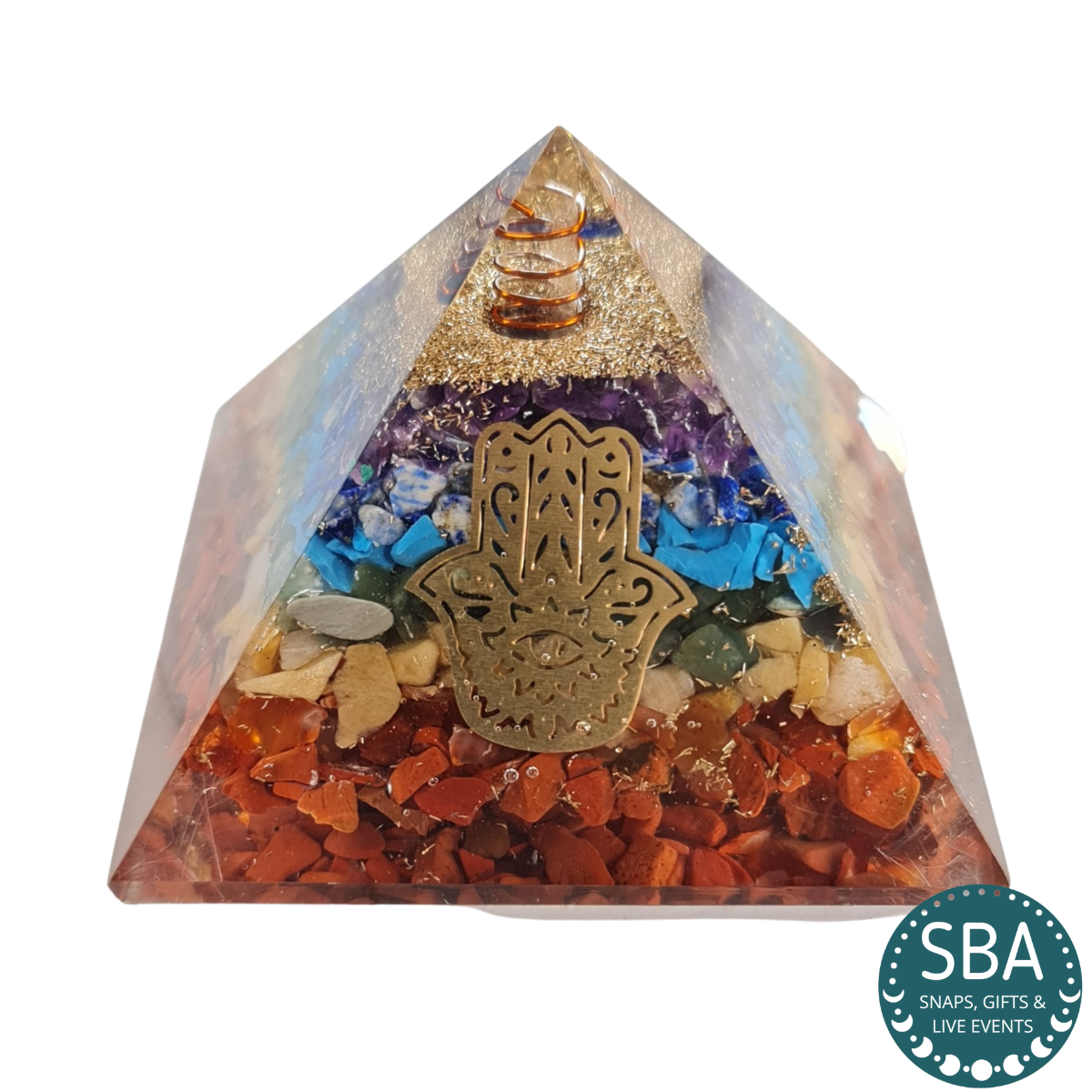 Gemstone Chakra Orgonite - Hamsa