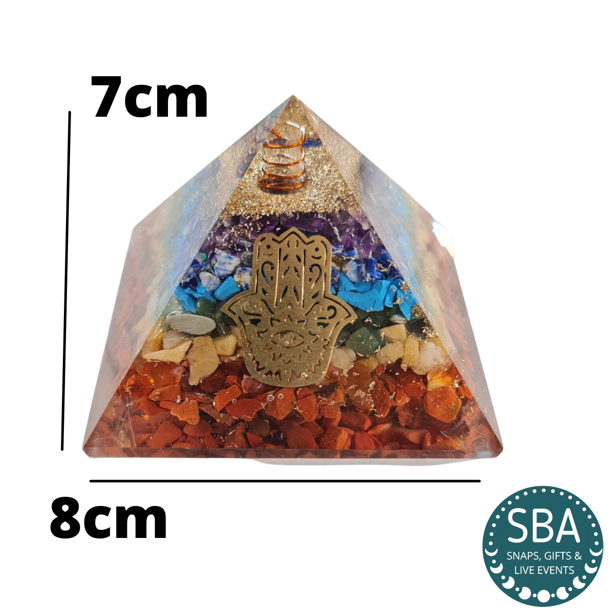 Gemstone Chakra Orgonite - Hamsa