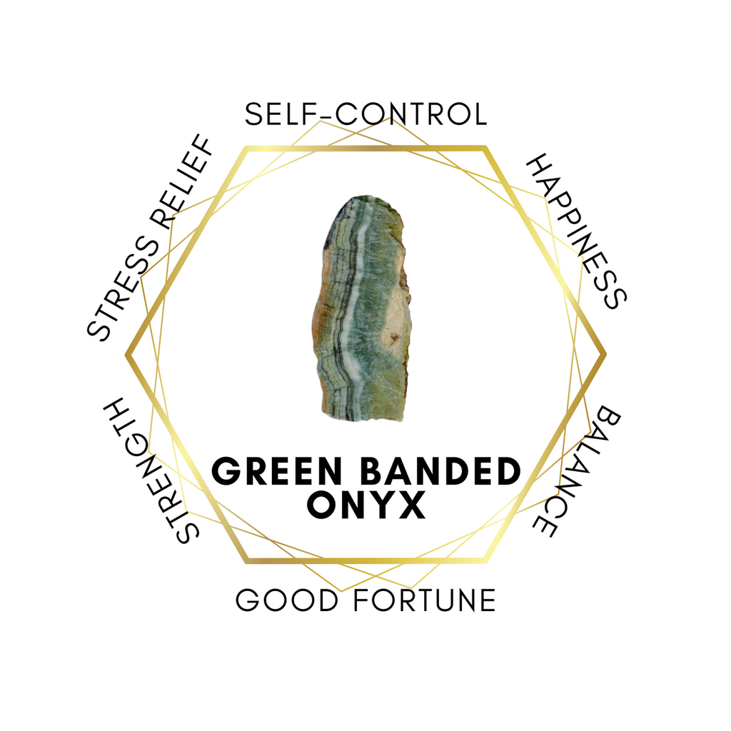 8mm Green Banded Onyx Gemstone Bracelet
