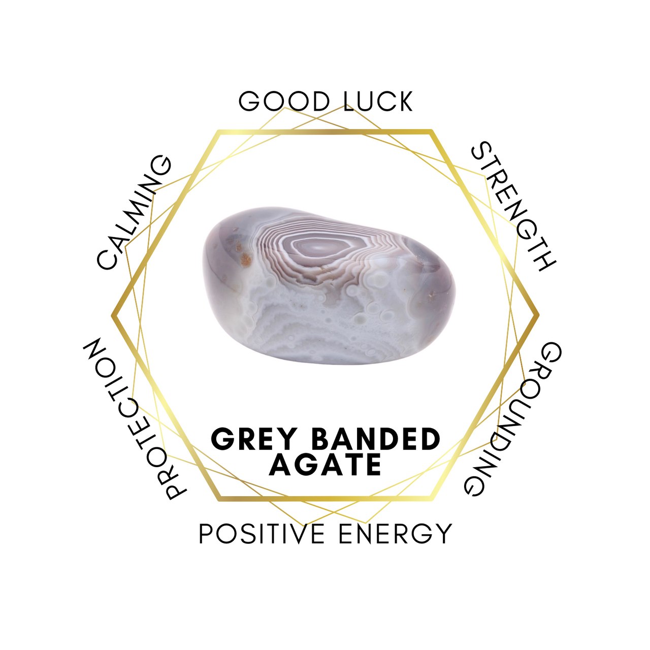 10mm Grey Banded Agate Gemstone Bracelet