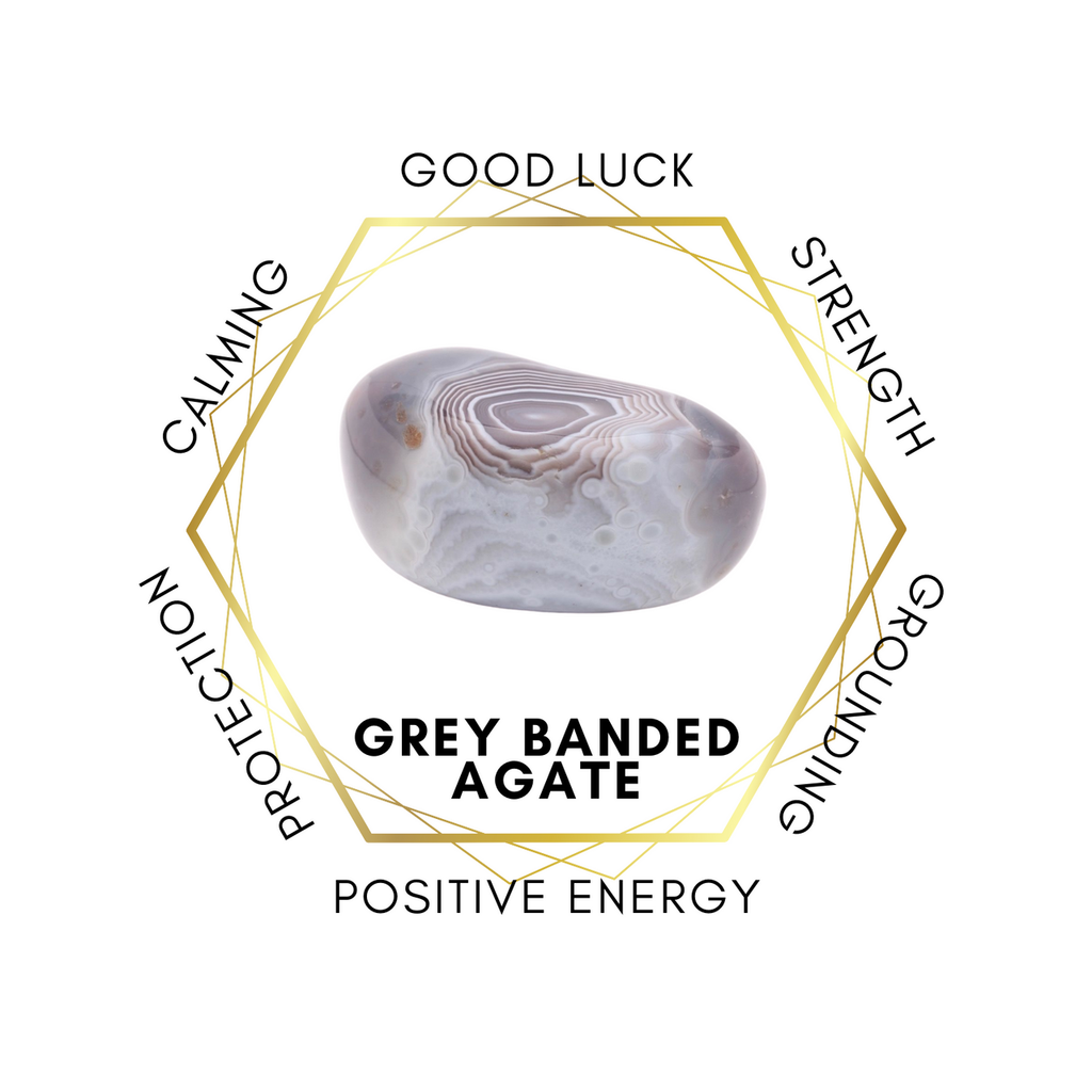 6mm Grey Banded Agate Gemstone Bracelet