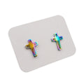 Titanium Coated Stainless Steel Stud Earrings - Cross