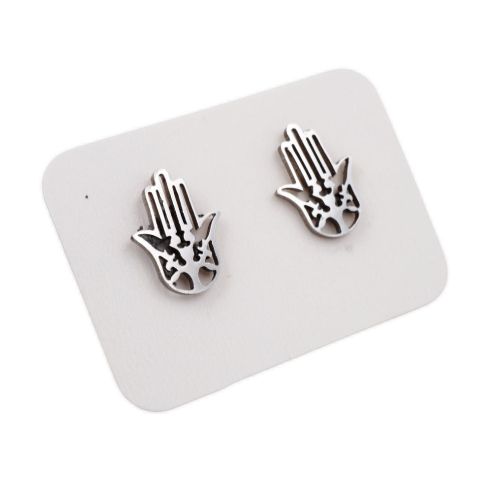 Stainless Steel Stud Earrings - Hamsa Hands
