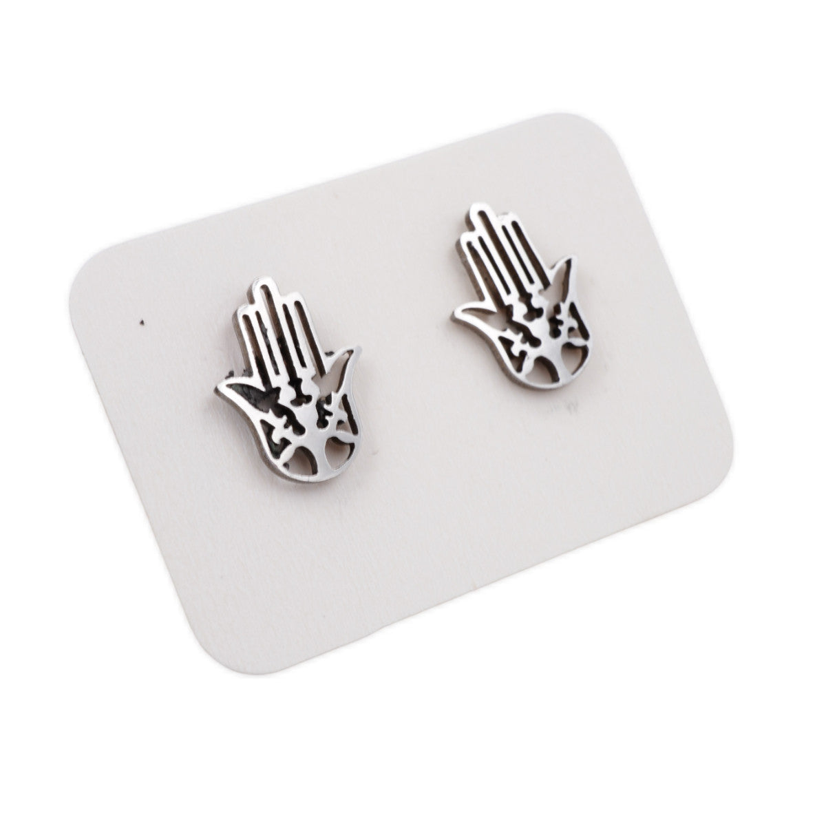 Stainless Steel Stud Earrings - Hamsa Hands
