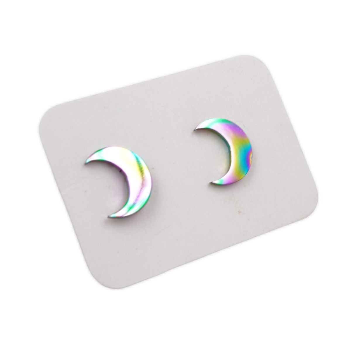 Titanium Coated Stainless Steel Stud Earrings - Moons