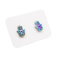 Titanium Coated Stainless Steel Stud Earrings - Hamsa Hands