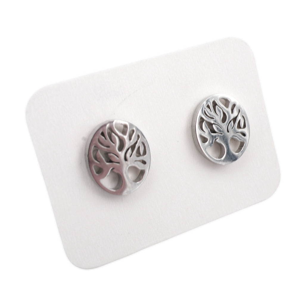 Stainless Steel Stud Earrings - Tree of Life