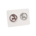 Stainless Steel Stud Earrings - Reindeer Round