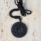 3.5cm Ying Yang with Border Shungite Adjustable Necklace