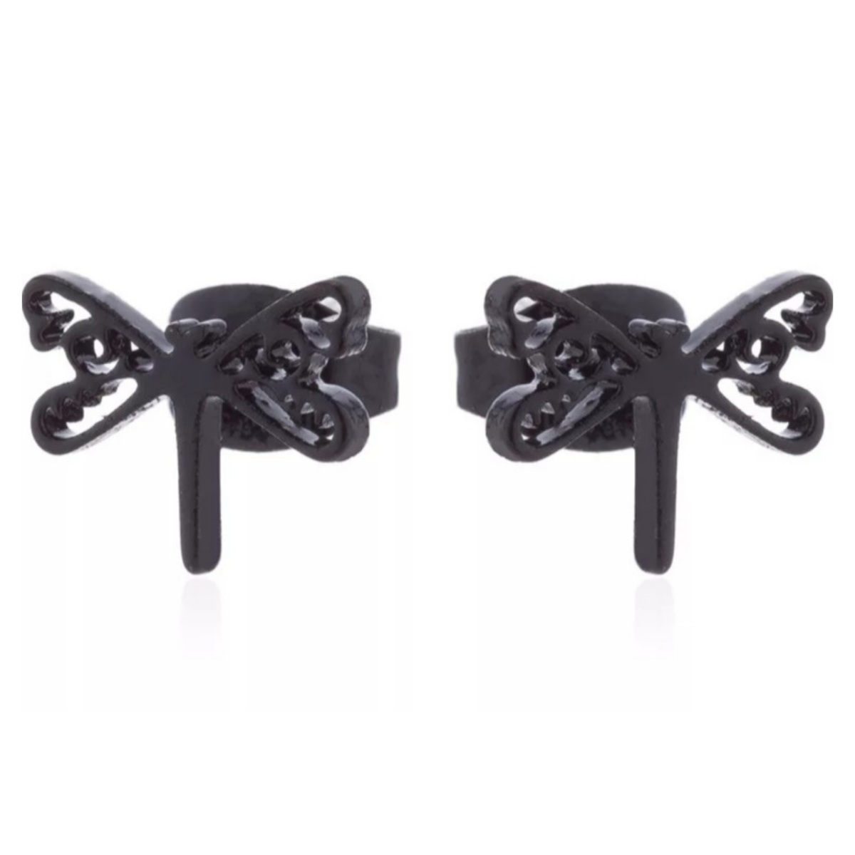 Coated Stainless Steel Stud Earrings - Dragonfly