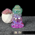 Aura Coated Selenite Buddha - Green/Purple