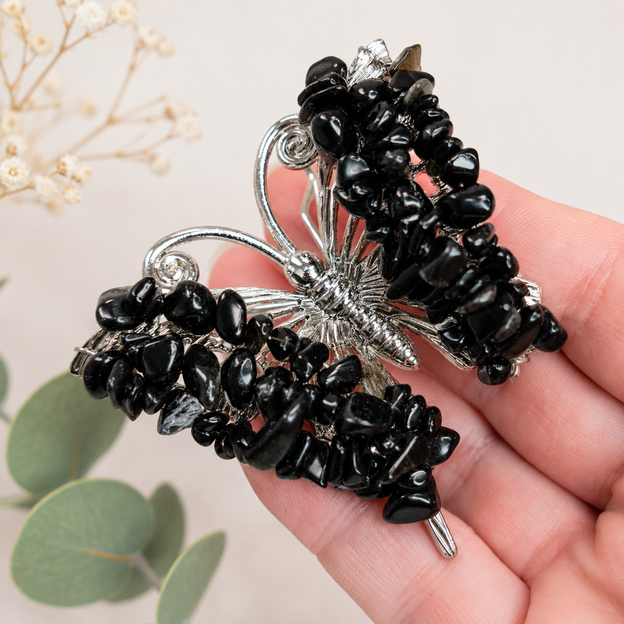 Gemstone Butterfly - Obsidian