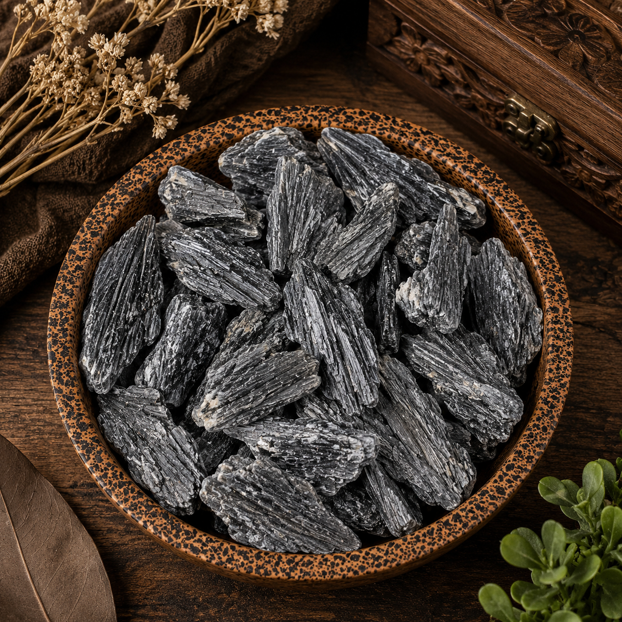 Gemstone Rough 100g - Black Feather Kyanite