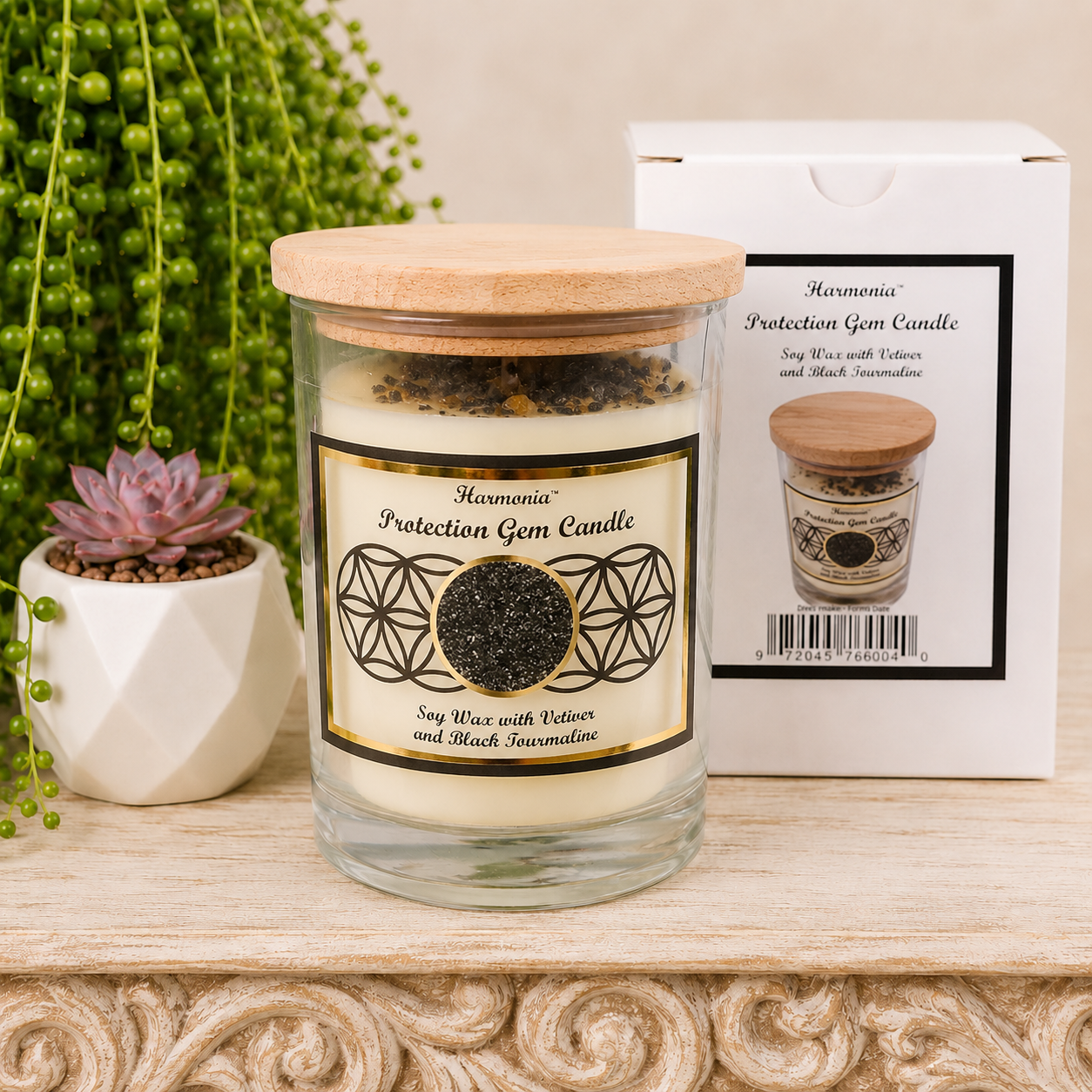Protection - Black Tourmaline & Vetiver Soy Wax Candle