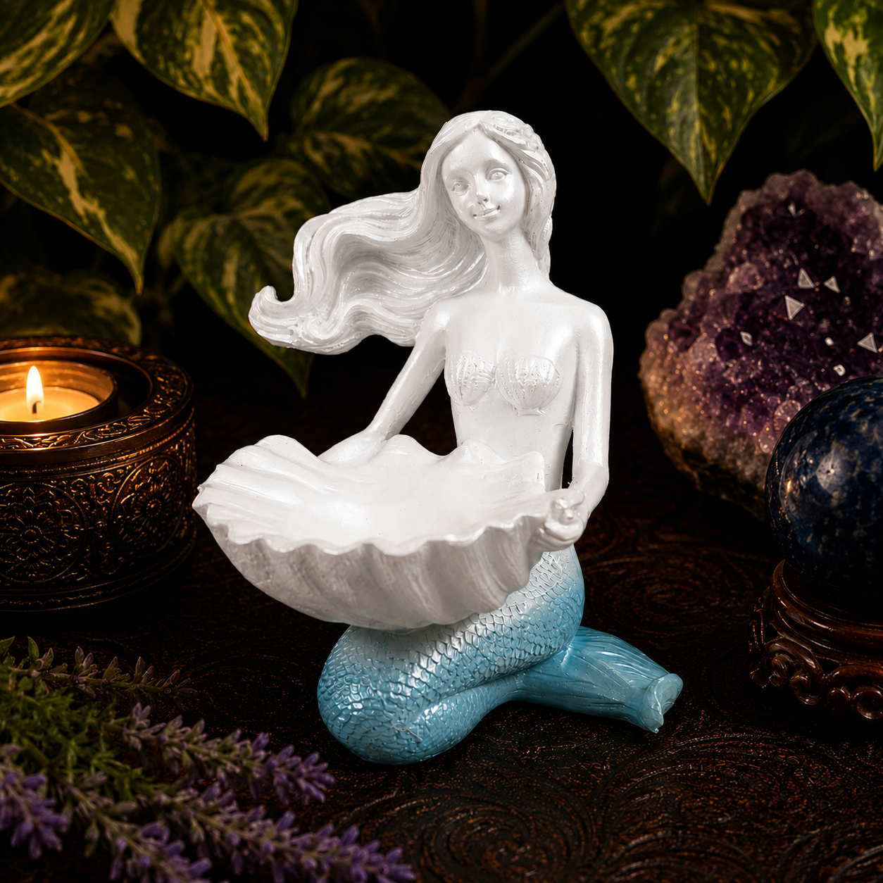 Light Blue Mermaid Sphere Stand