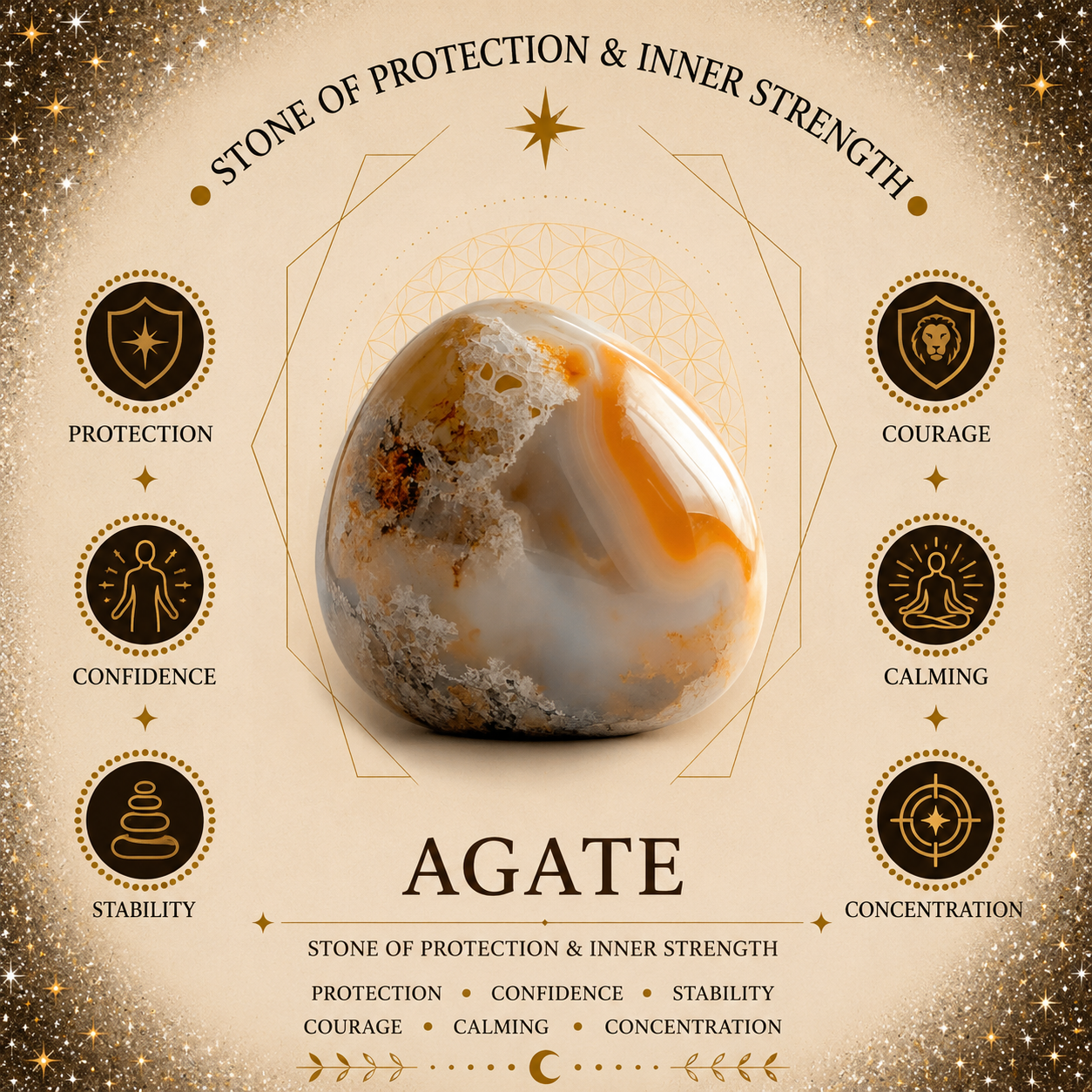 2cm Gemstone Mushroom - Agate