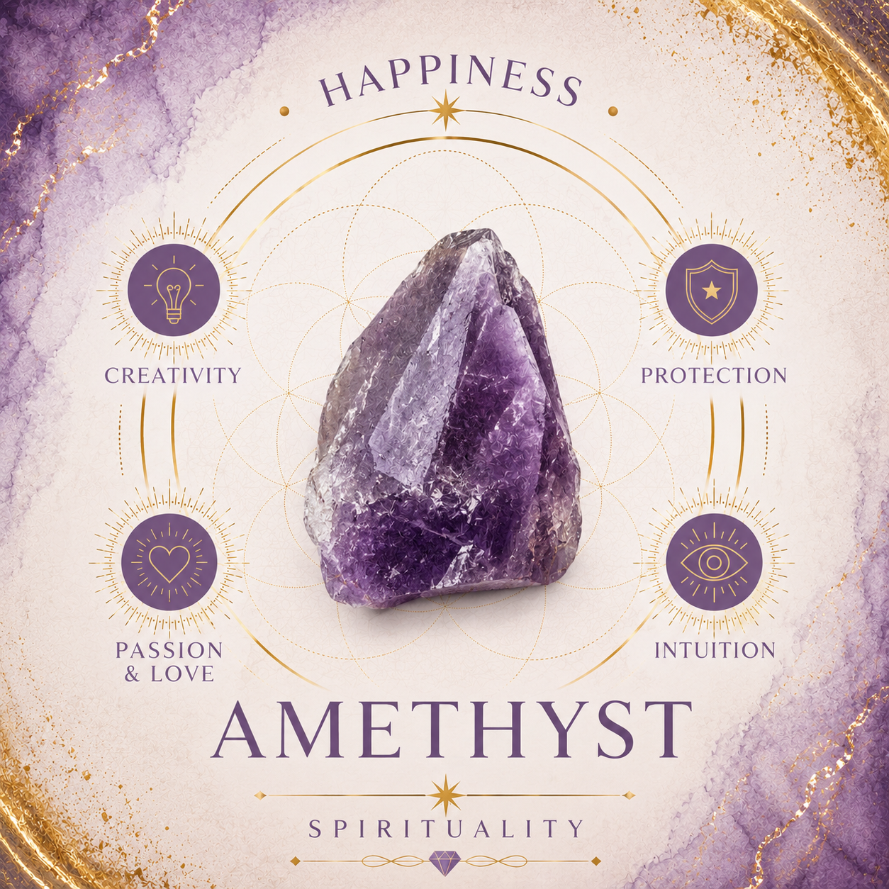 3cm Gemstone Heart - Amethyst