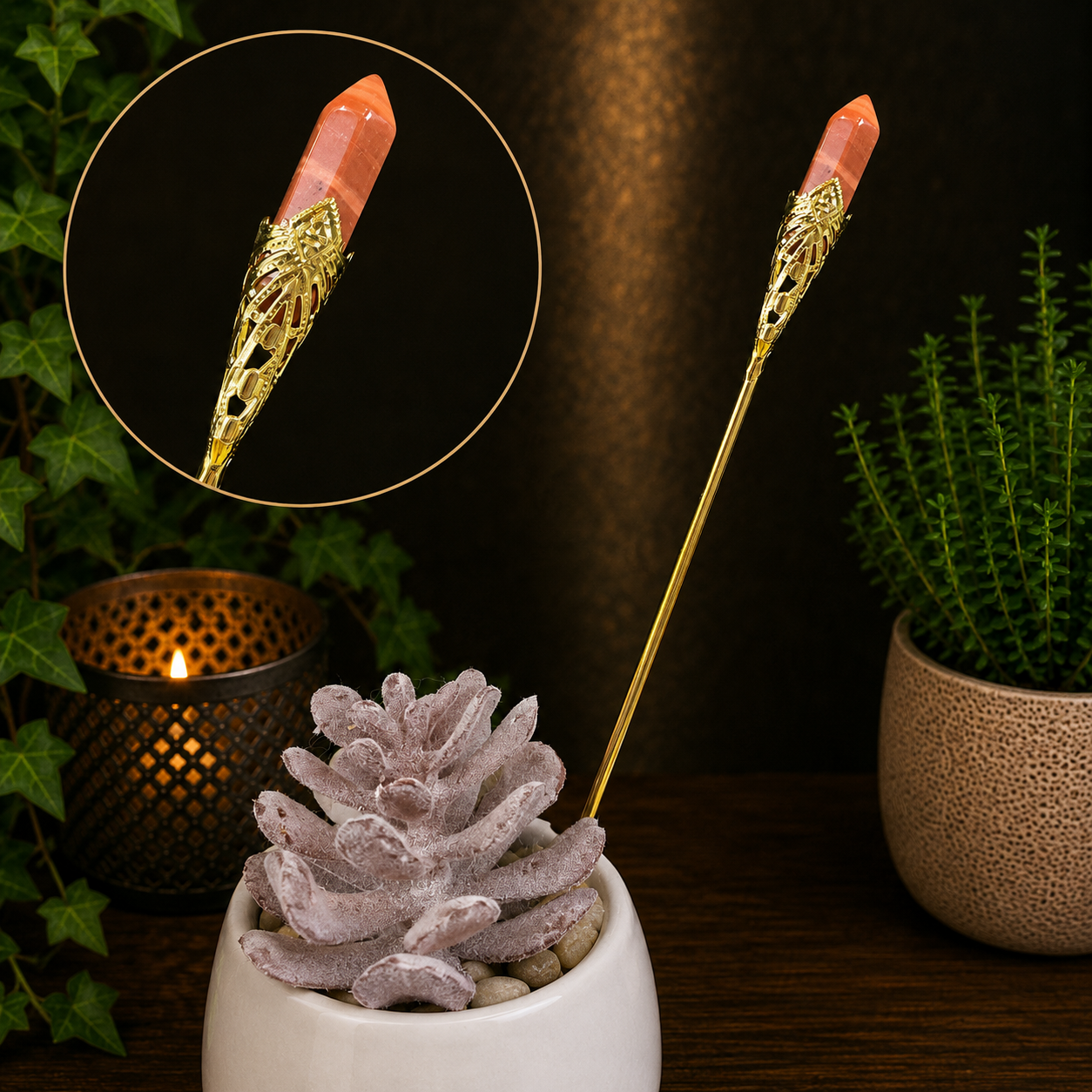 19cm Red Jasper Garden Stick