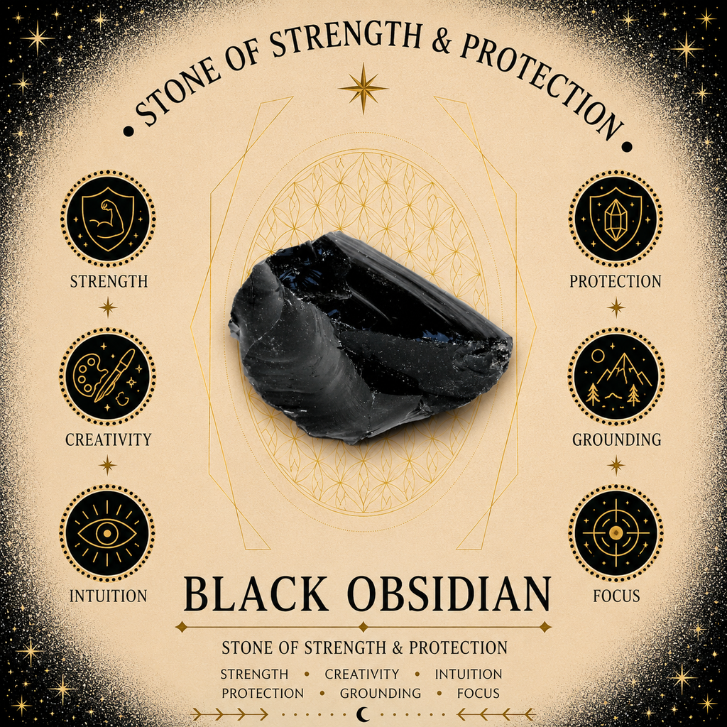 4cm Gemstone Mushroom - Black Obsidian