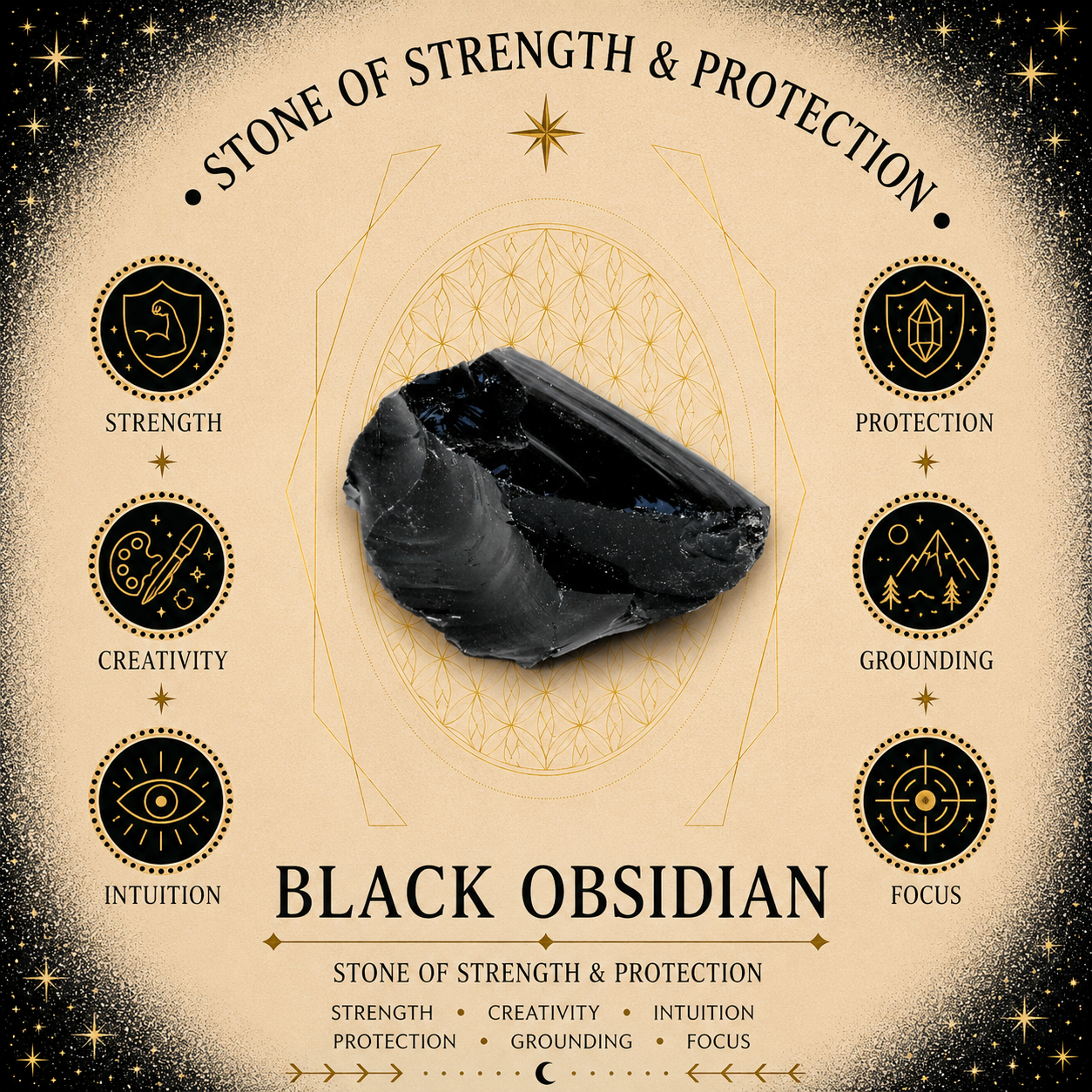 4cm Gemstone Mushroom - Black Obsidian