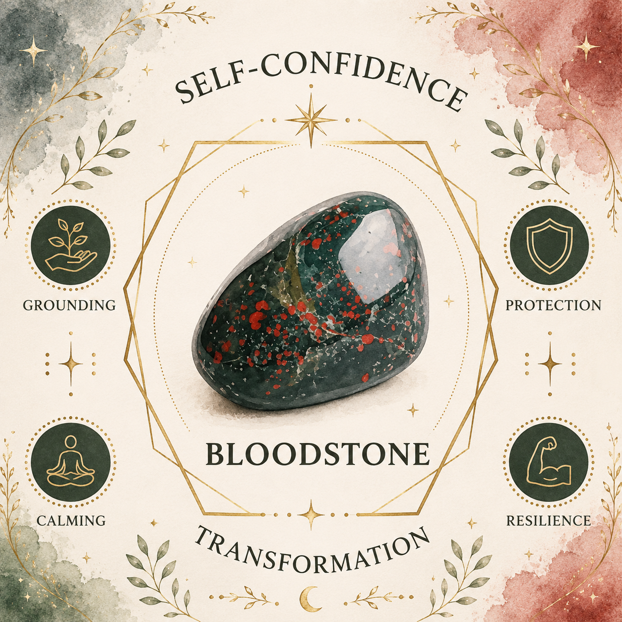 Bloodstone Oval Shape Worry Stone (Thumb Stone)