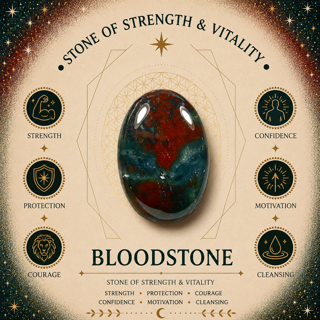 2cm Gemstone Mushroom - Bloodstone