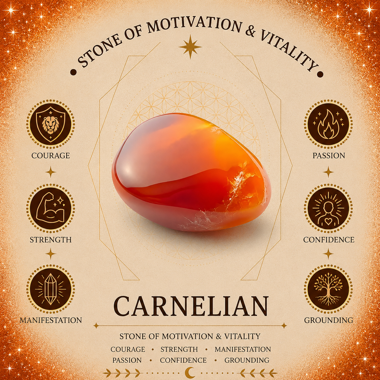 19cm Carnelian Garden Stick