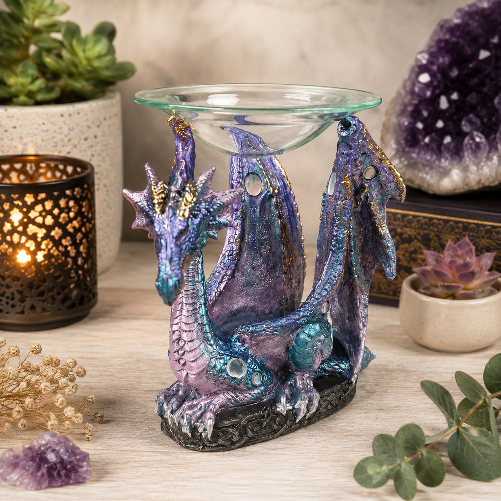 13cm Dragon Oil Burner with Glass Dish