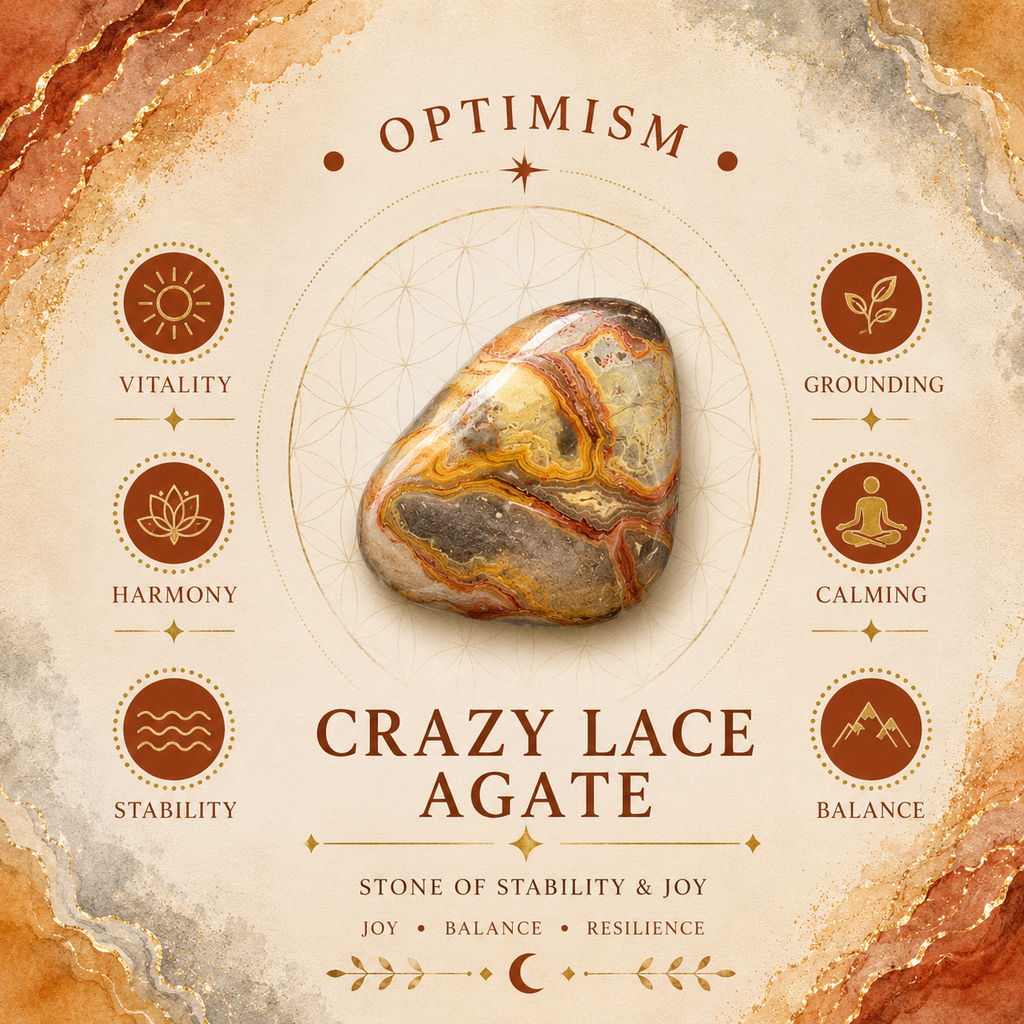 Crazy Lace Agate Oval Shape Worry Stone (Thumb Stone)