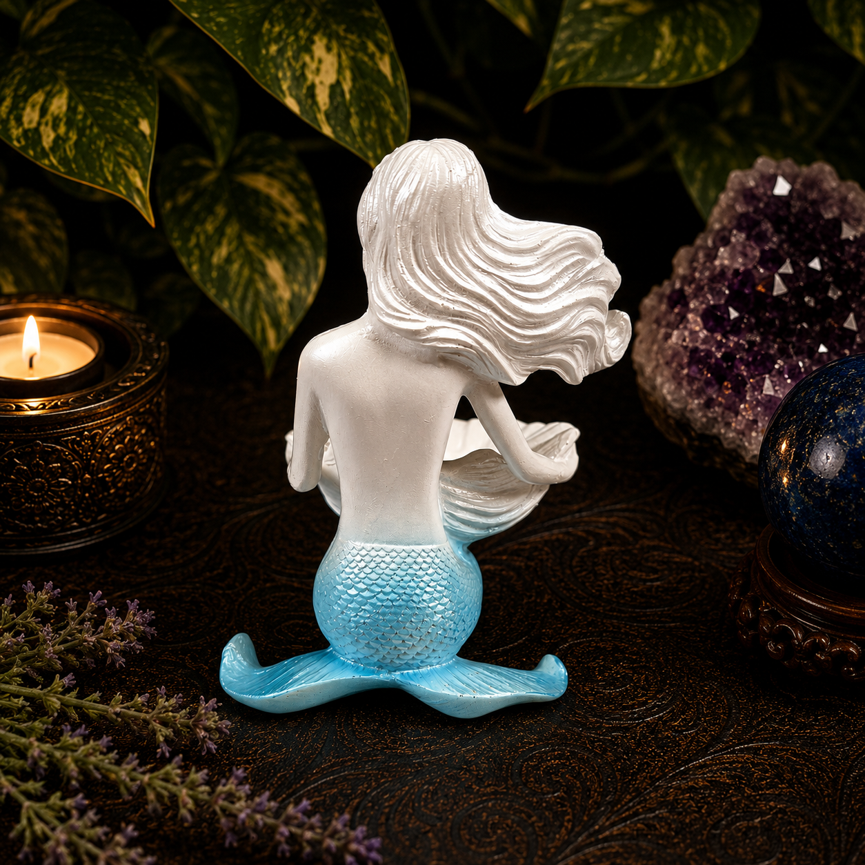 Light Blue Mermaid Sphere Stand
