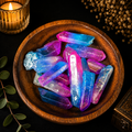 100g Aura Coated Quartz Pieces - Blue & Pink