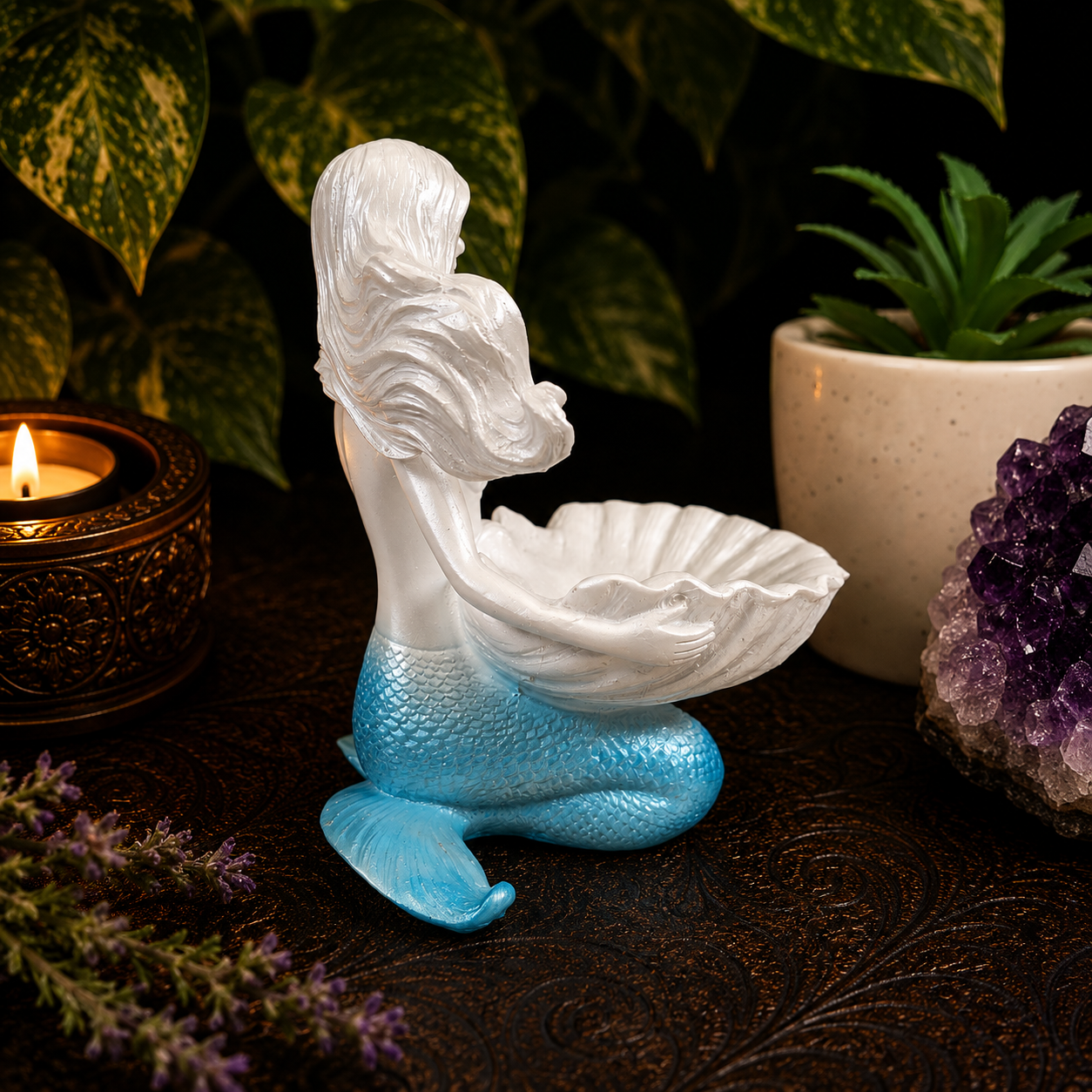 Light Blue Mermaid Sphere Stand