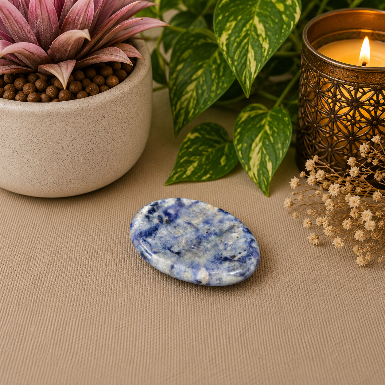 Sodalite Oval Shape Worry Stone (Thumb Stone)
