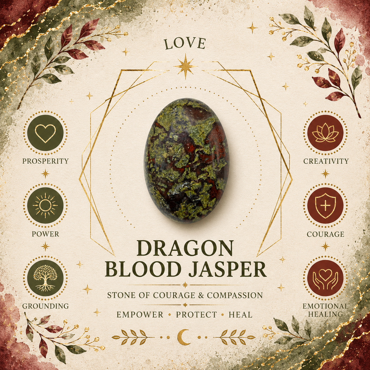 3cm Gemstone Heart - Dragonblood Jasper