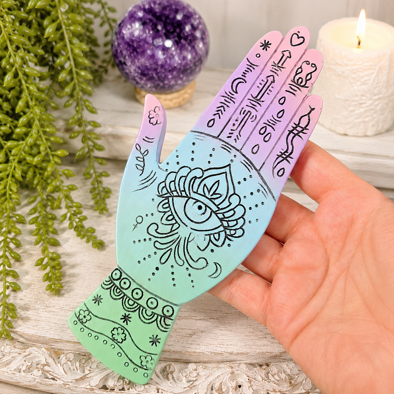 Pastel Palmistry Incense Holder