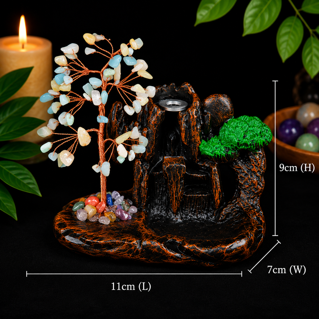 Amazonite Chip Waterfall Backflow Incense Burner & 20 Cones