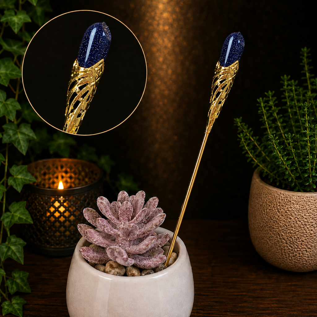19cm Blue Goldstone Garden Stick