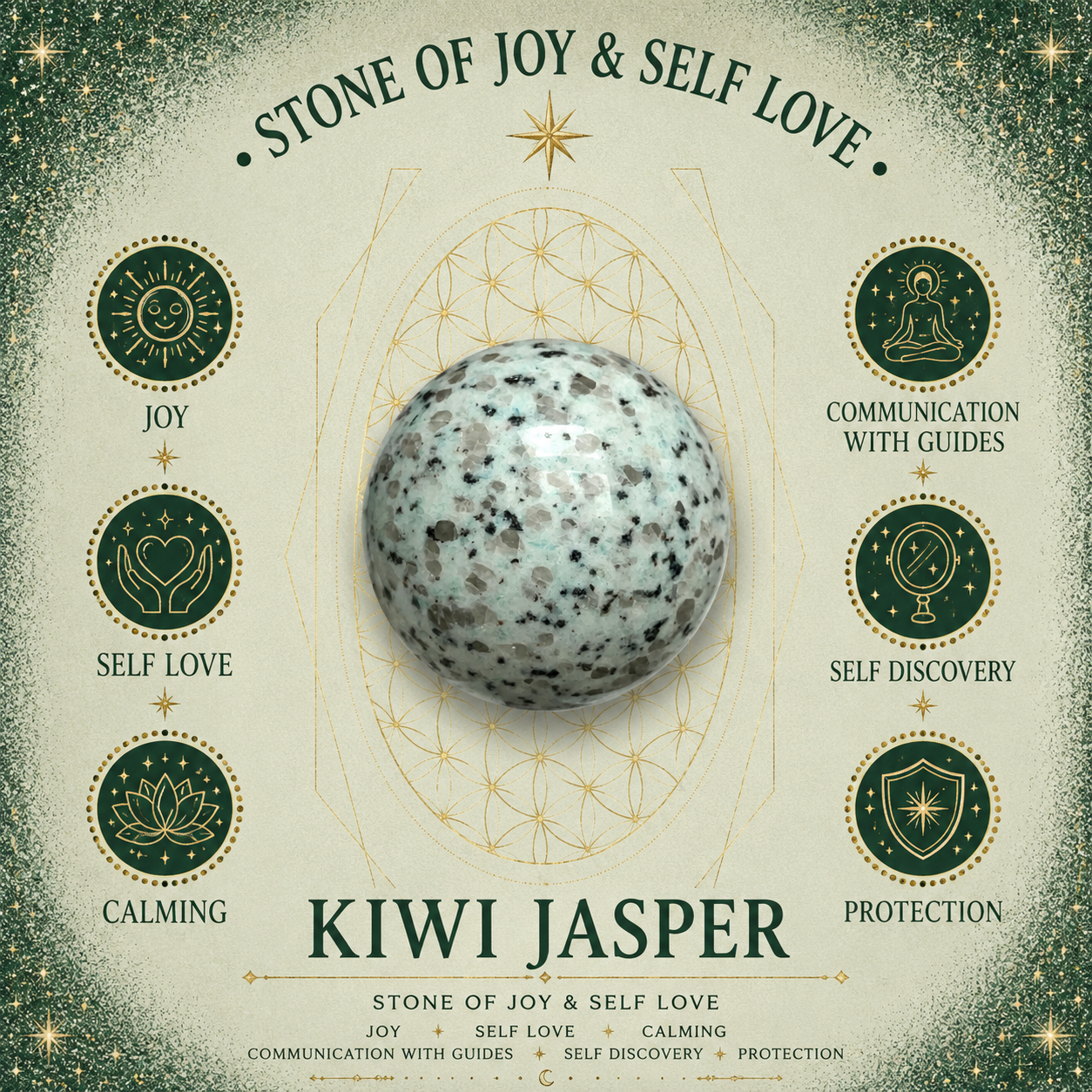 2cm Gemstone Mushroom - Kiwi Jasper