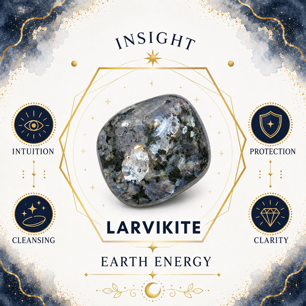 Larvikite Heart Shape Worry Stone (Thumb Stone)