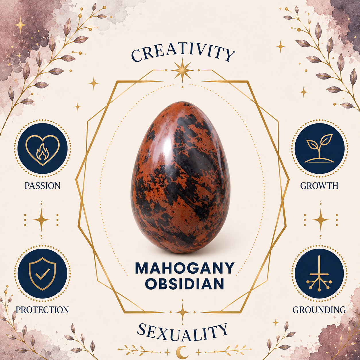 Mahogany Obsidian Oval Shape Worry Stone (Thumb Stone)