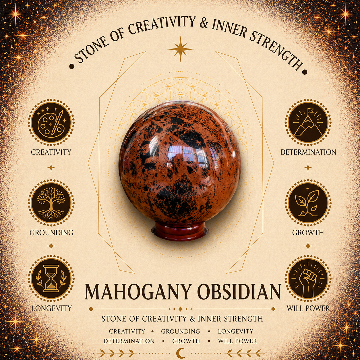 4cm Gemstone Mushroom - Mahogany Obsidian