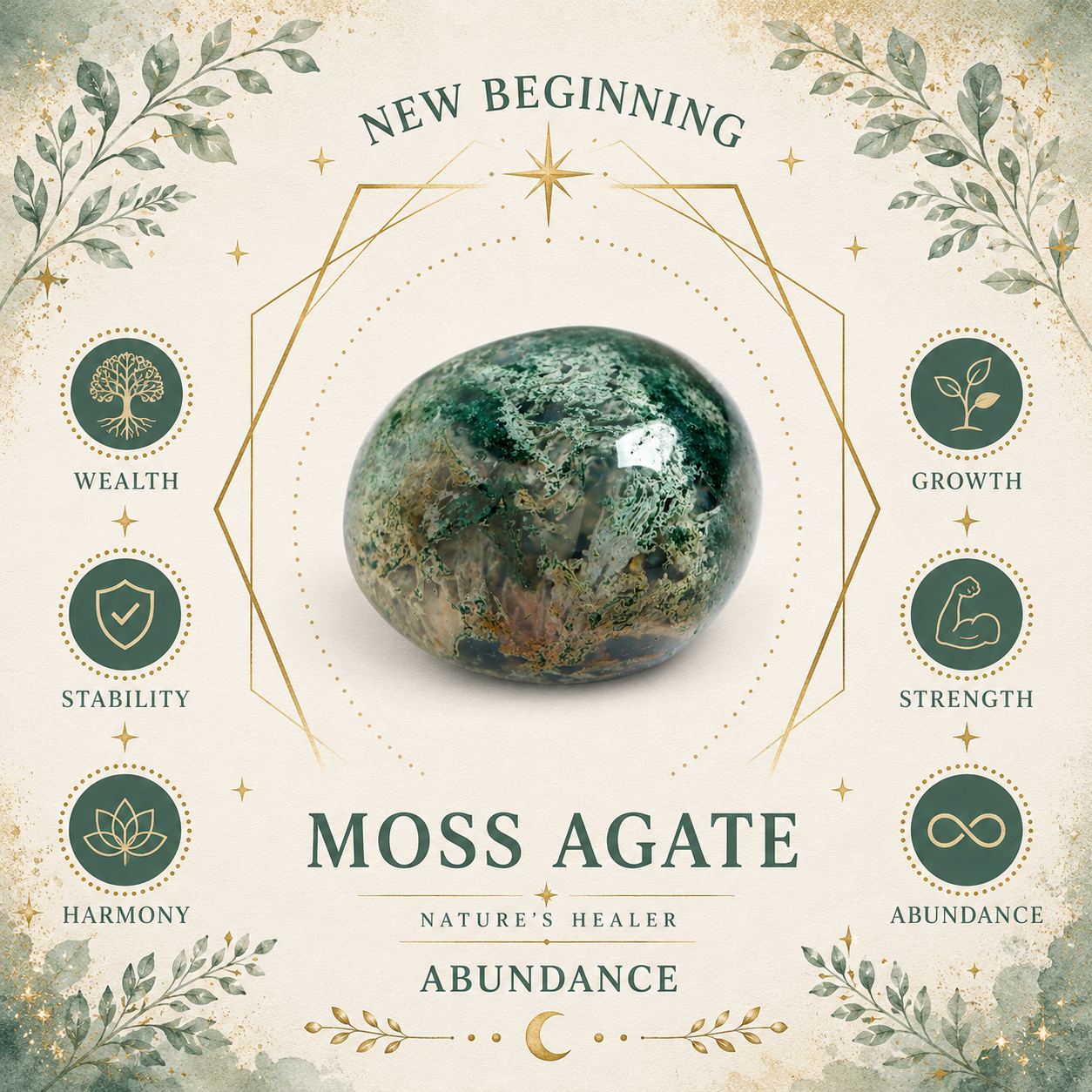 8cm Heart Crystal Geode Planter - Moss Agate