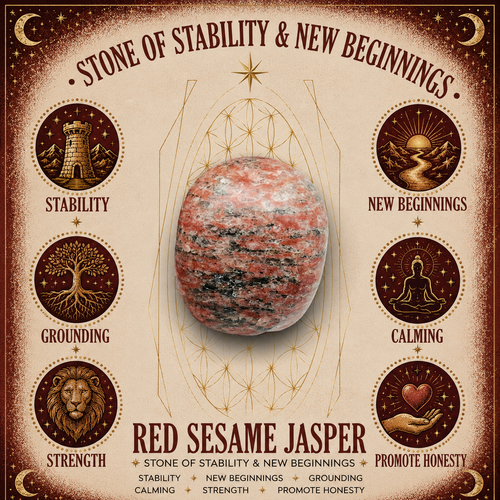 2cm Gemstone Mushroom - Red Sesame Jasper